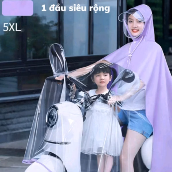 Áo Mưa Nửa Trước Trong Suốt Cho Mẹ Và Bé Che Phủ Toàn Thân - Shop Mẹ Bống - Ảnh 2