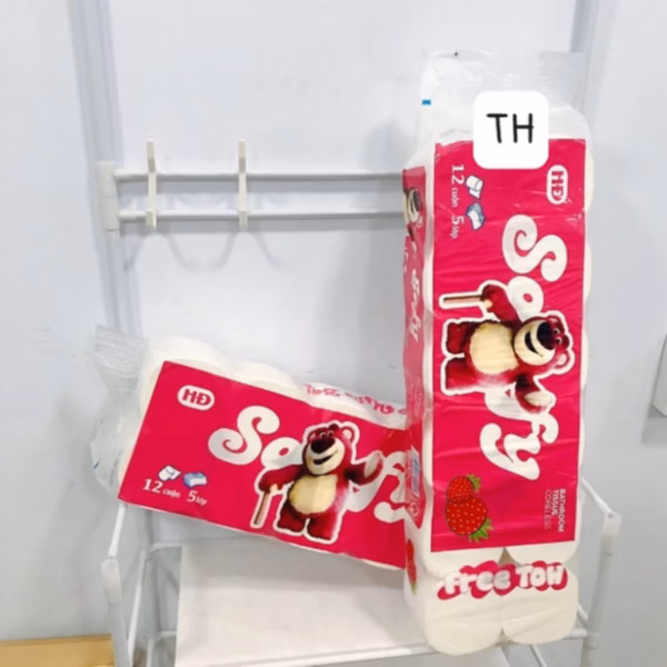 Bịch 12 Cuộn Giấy Vệ Sinh 5 Lớp Hình Gấu Dâu Sofy Siêu Mịn, Siêu Dai Ctb310 - Bechip - Ảnh 7