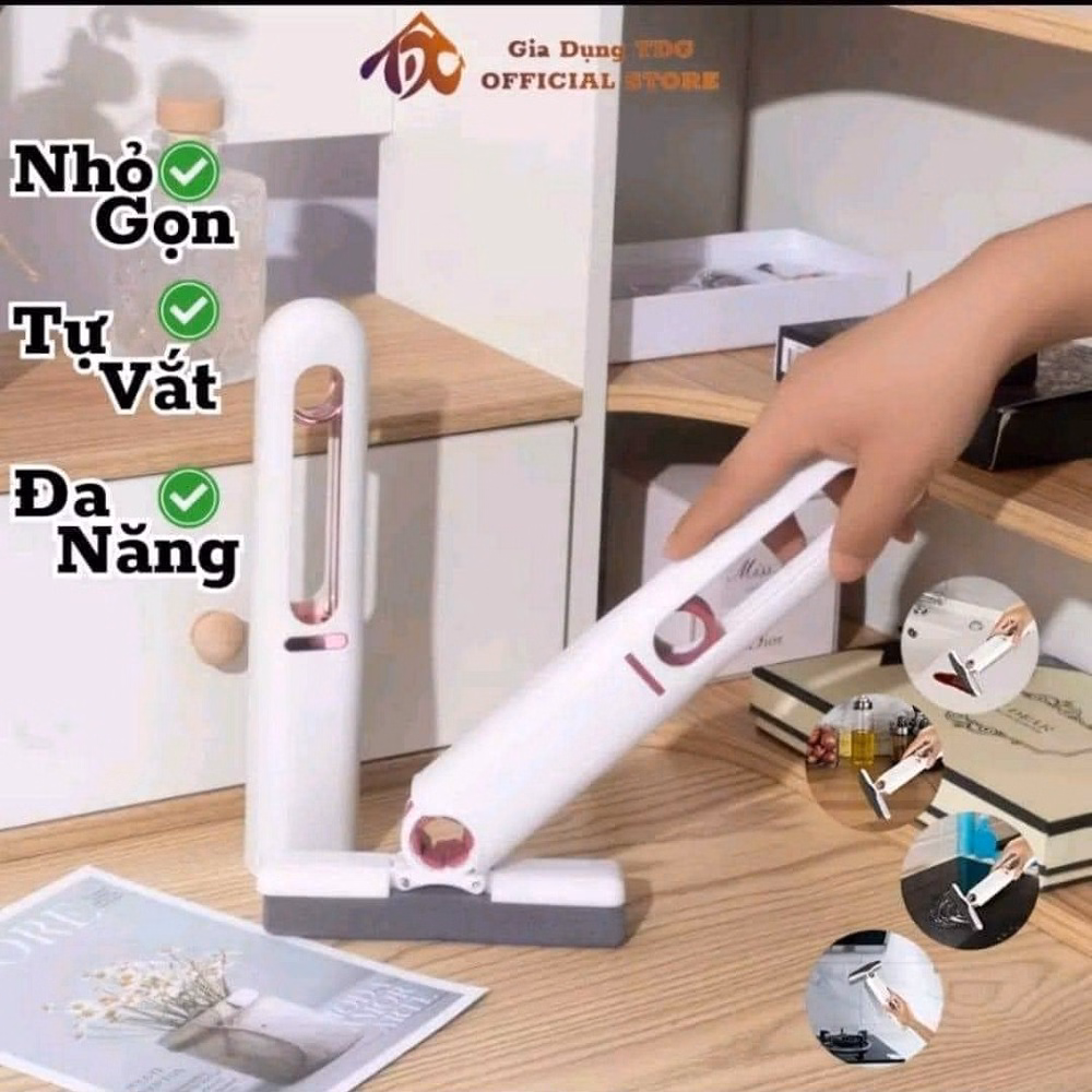Cây Lau Dọn Mini Gấp Gọn, Cây Lau Tự Vắt Mini Mop Đa Năng Gấp Gọn: Lau Bếp, Lau Kính, Bàn Làm Việc,... Ctb311 - Bechip - Ảnh 4