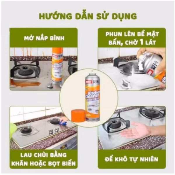 Bình Xịt Bếp Cam, Chai Xịt Tẩy Rửa Đa Năng Kitchen Cleaner 500Ml Ctb313 - Bechip - Ảnh 11