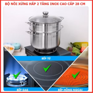 Bộ Nồi Inox 2 Tầng Kèm Xửng Hấp Ht Cook 28Cm Ctb314 - Bechip