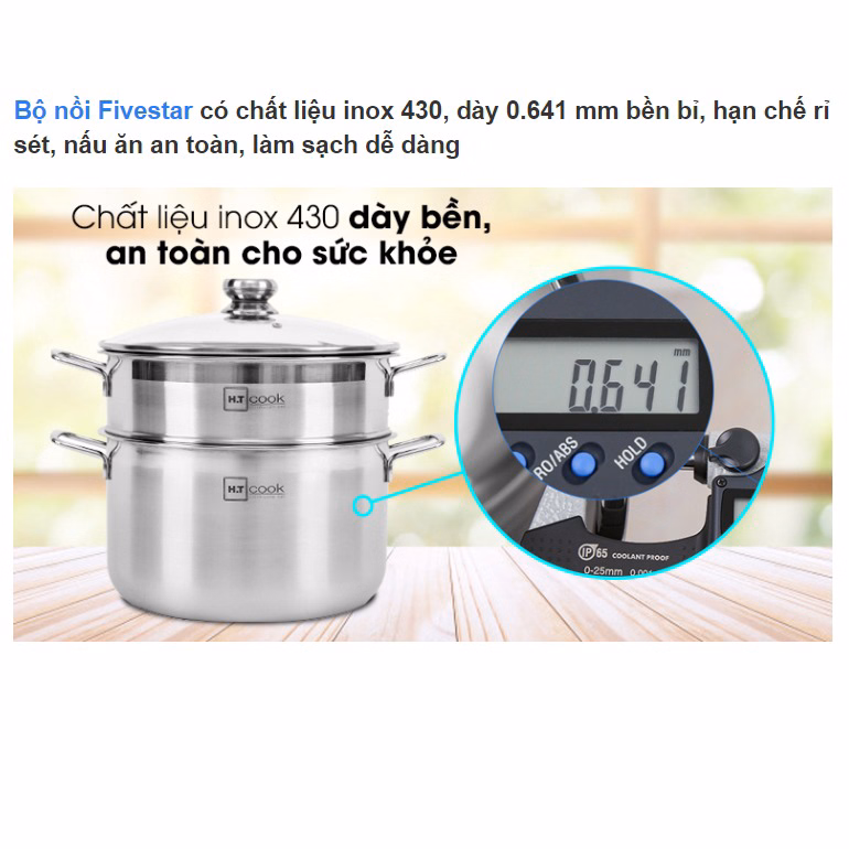 Bộ Nồi Inox 2 Tầng Kèm Xửng Hấp Ht Cook 28Cm Ctb314 - Bechip - Ảnh 8