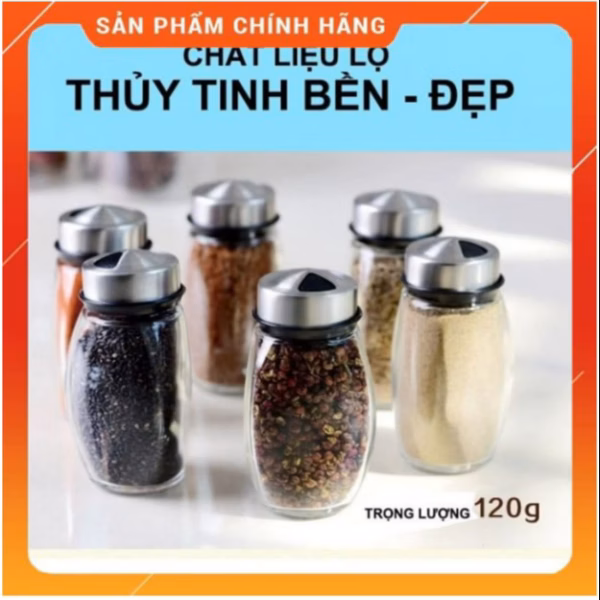 Bộ 6 Lọ Đựng Gia Vị Thủy Tinh Kèm Đế Xoay 360 Độ Cao Cấp Ctb316 - Bechip - Ảnh 13