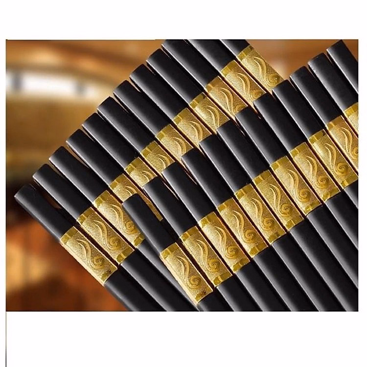Hộp 10 Đôi Đũa Hợp Kim Mạ Vàng Phong Cách Hàn Quốc Cao Cấp Ctb318 - Bechip - Ảnh 3