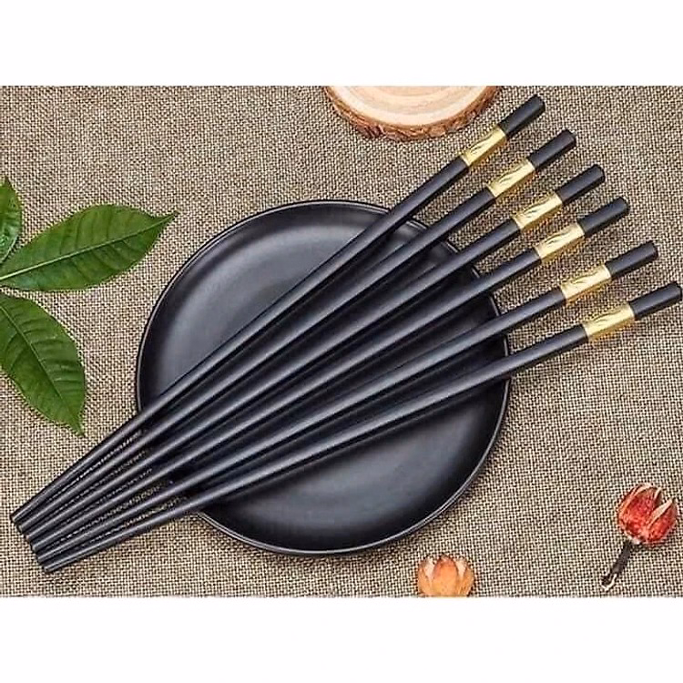 Hộp 10 Đôi Đũa Hợp Kim Mạ Vàng Phong Cách Hàn Quốc Cao Cấp Ctb318 - Bechip - Ảnh 2