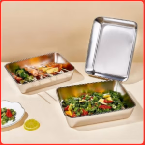 Hộp Inox Kèm Nắp Nhựa Hình Chữ Nhật Cỡ Lớn 25.5 X 20 Cm Ctb323 - Bechip