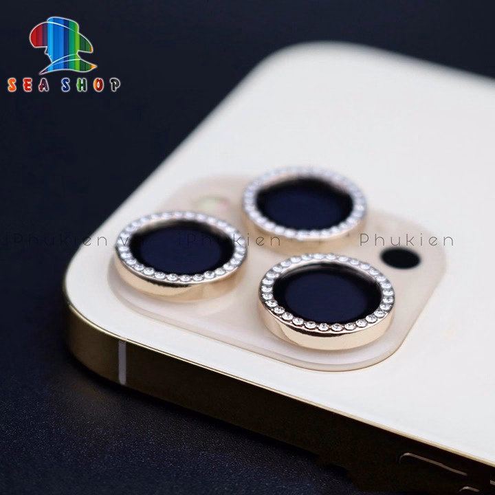 Mắt Bảo Vệ Camera Đính Đá Cho Iphone 11 Pro Max, Ip11- Chất Liệu Titan - Không Gây Yếu Sóng - Seashop - Ảnh 2