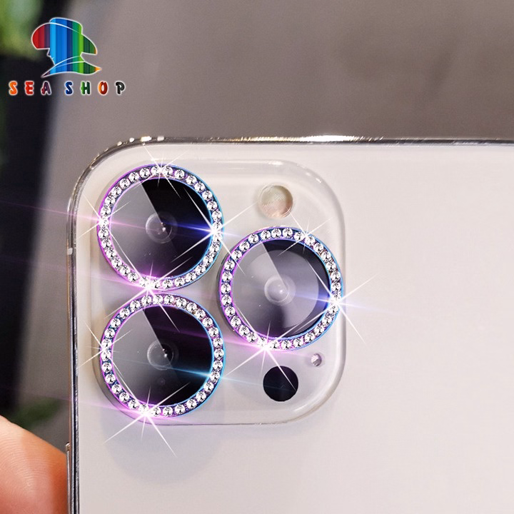Mắt Bảo Vệ Camera Đính Đá Cho Iphone 11 Pro Max, Ip11- Chất Liệu Titan - Không Gây Yếu Sóng - Seashop - Ảnh 3