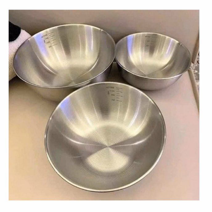 Bộ 3 Thau Inox Có Chia Vạch, Set 3 Âu Trộn Inox Có Chia Vạch Ctb315 - Bechip - Ảnh 3