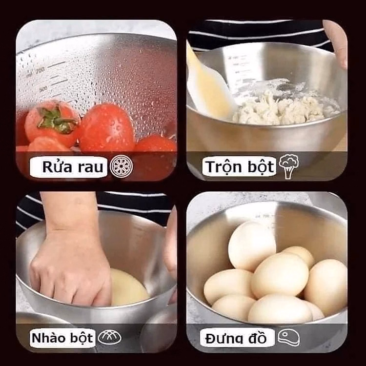 Bộ 3 Thau Inox Có Chia Vạch, Set 3 Âu Trộn Inox Có Chia Vạch Ctb315 - Bechip - Ảnh 5