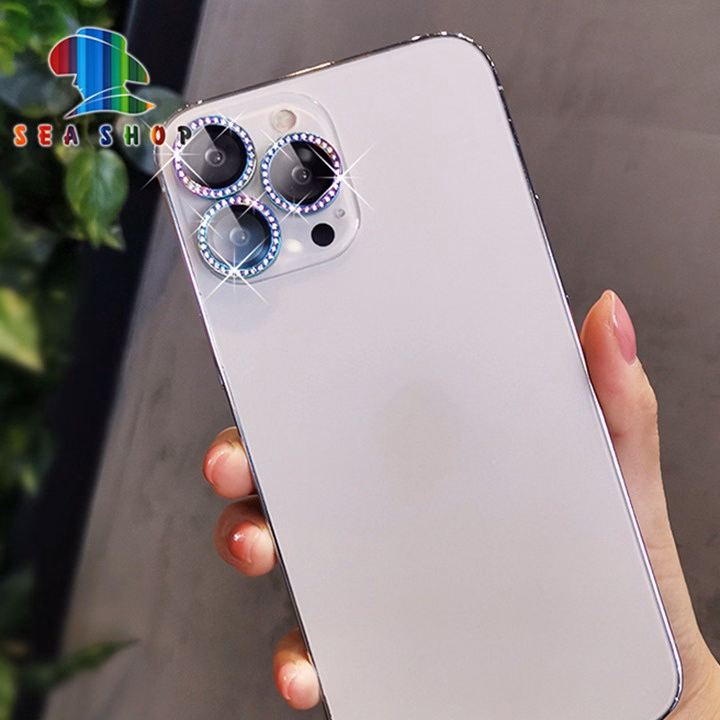 Mắt Bảo Vệ Camera Đính Đá Cho Iphone 13 Mini, 13, 13 Pro Max - Chất Liệu Titan - Không Gây Yếu Sóng - Seashop - Ảnh 2