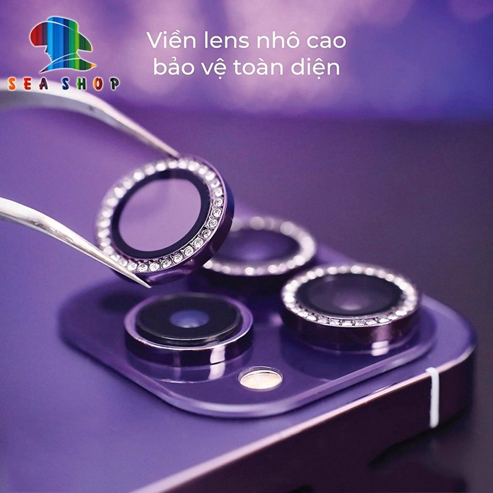 Mắt Bảo Vệ Camera Đính Đá Cho Iphone 13 Mini, 13, 13 Pro Max - Chất Liệu Titan - Không Gây Yếu Sóng - Seashop - Ảnh 6