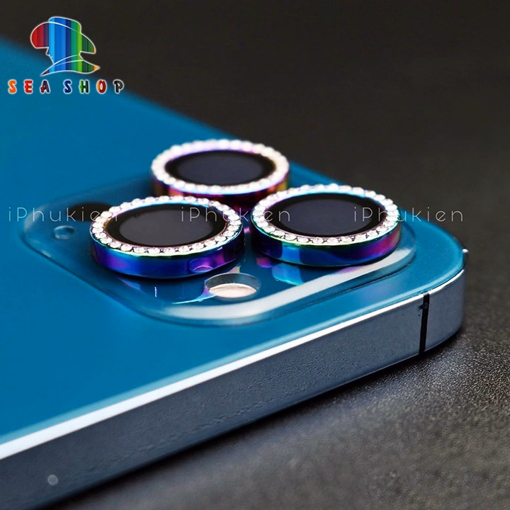 Mắt Bảo Vệ Camera Đính Đá Cho Iphone 13 Mini, 13, 13 Pro Max - Chất Liệu Titan - Không Gây Yếu Sóng - Seashop - Ảnh 9