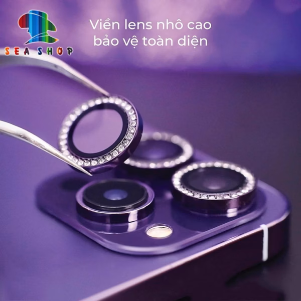 Mắt Bảo Vệ Camera Đính Đá Cho Iphone 14, 14 Pro Max, 14 Plus - Chất Liệu Titan - Không Gây Yếu Sóng - Seashop - Ảnh 2