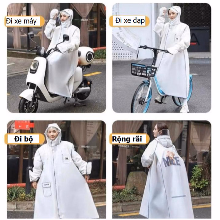 Áo Mưa Gấu Nice Thời Trang Cao Cấp Có Kính Bảo Vệ Ctb324 - Bechip - Ảnh 10