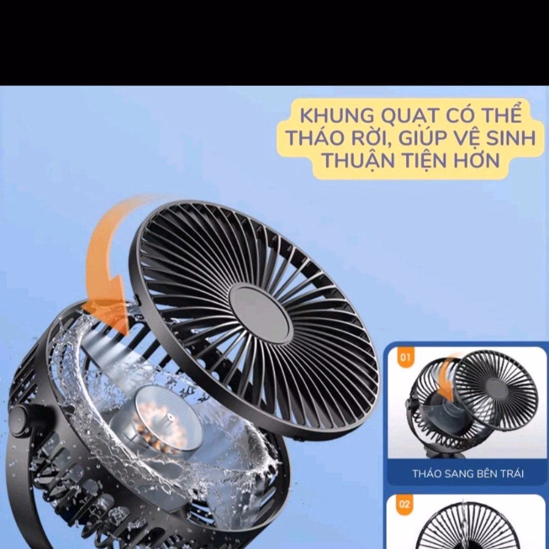 Quạt Kẹp Bàn, Du Lịch, Treo Ô Tô Sạc Tích Điện Xoay 720 Độ - Shop Mẹ Bống - Ảnh 6