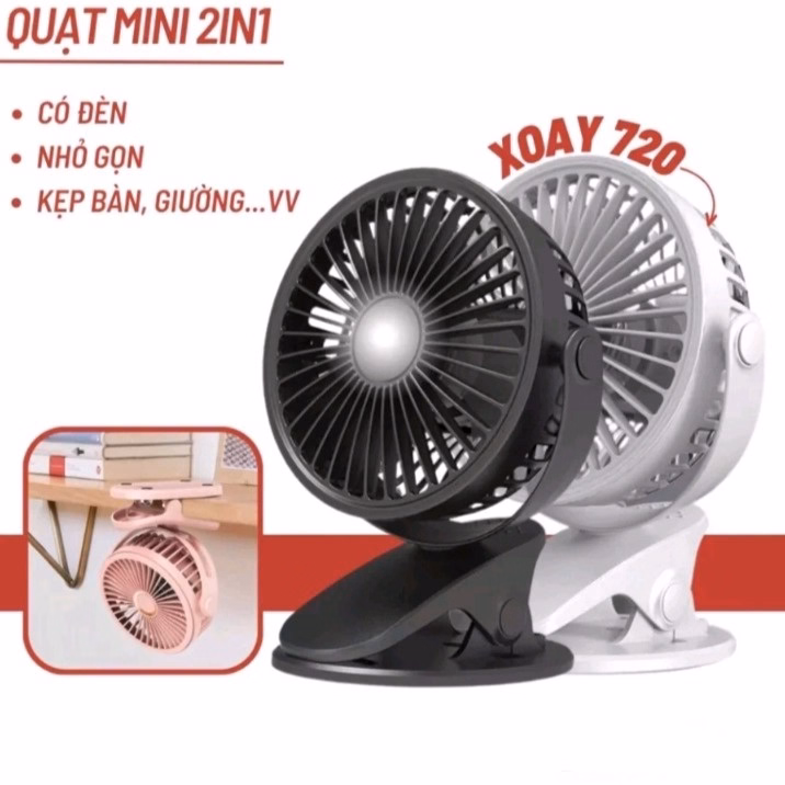 Quạt Kẹp Bàn, Du Lịch, Treo Ô Tô Sạc Tích Điện Xoay 720 Độ - Shop Mẹ Bống - Ảnh 7