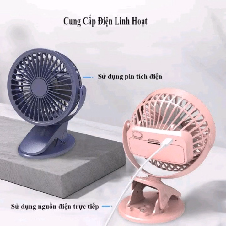 Quạt Kẹp Bàn, Du Lịch, Treo Ô Tô Sạc Tích Điện Xoay 720 Độ - Shop Mẹ Bống - Ảnh 14