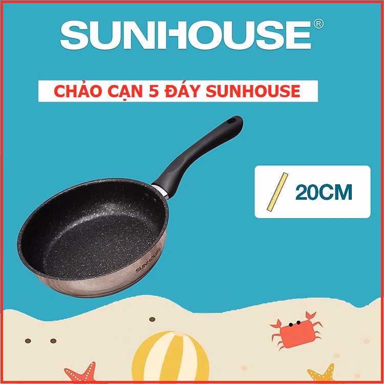 Chảo Cạn Inox 5 Đáy Sunhouse In20M4 Ctb328 - Bechip