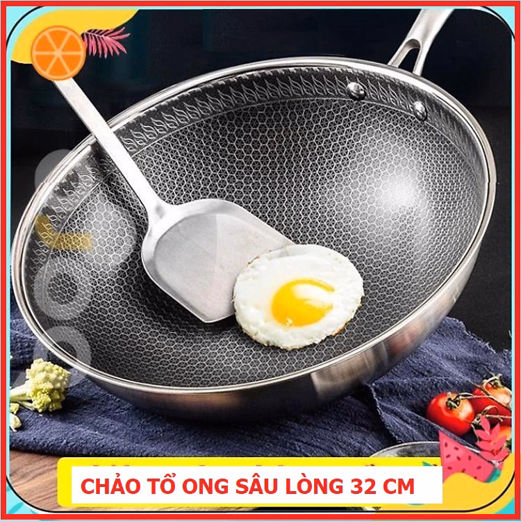 Chảo Tổ Ong Sâu Lòng Siêu Chống Dính 3 Lớp Inox 304 32Cm Ctb280 - Bechip