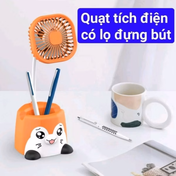Quạt Mini Tích Điện Để Bàn Kiêm Giá Đỡ Điện Thoại Hình Thú Dễ Thương - Shop Mẹ Bống - Ảnh 9