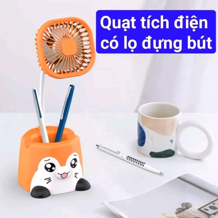 Quạt Mini Tích Điện Để Bàn Kiêm Giá Đỡ Điện Thoại Hình Thú Dễ Thương - Shop Mẹ Bống - Ảnh 9