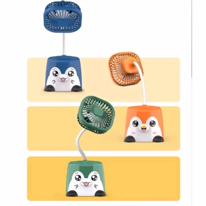 Quạt Mini Tích Điện Để Bàn Kiêm Giá Đỡ Điện Thoại Hình Thú Dễ Thương - Shop Mẹ Bống - Ảnh 3