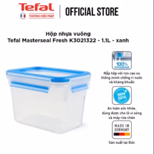 Hộp Nhựa Vuông Tefal Masterseal Fresh K3021322 - 1.1L - Xanh - Tefal