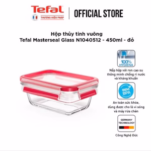 Hộp Thủy Tinh Vuông Tefal Masterseal Glass N1040512 - 450Ml - Đỏ - Tefal
