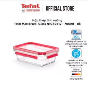 Hộp Thủy Tinh Vuông Tefal Masterseal Glass N1040612 - 700Ml - Đỏ - Tefal