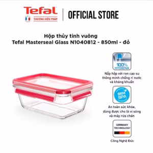 Hộp Thủy Tinh Vuông Tefal Masterseal Glass N1040812 - 850Ml - Đỏ - Tefal