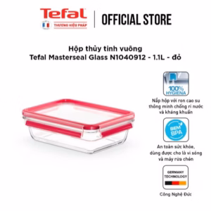 Hộp Thủy Tinh Vuông Tefal Masterseal Glass N1040912 - 1.1L - Đỏ - Tefal