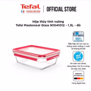 Hộp Thủy Tinh Vuông Tefal Masterseal Glass N1041012 - 1.3L - Đỏ - Tefal