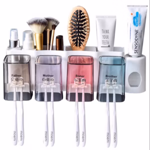 Kệ 4 Ngăn Đựng Kem Đánh Răng Kèm 4 Ly - Su