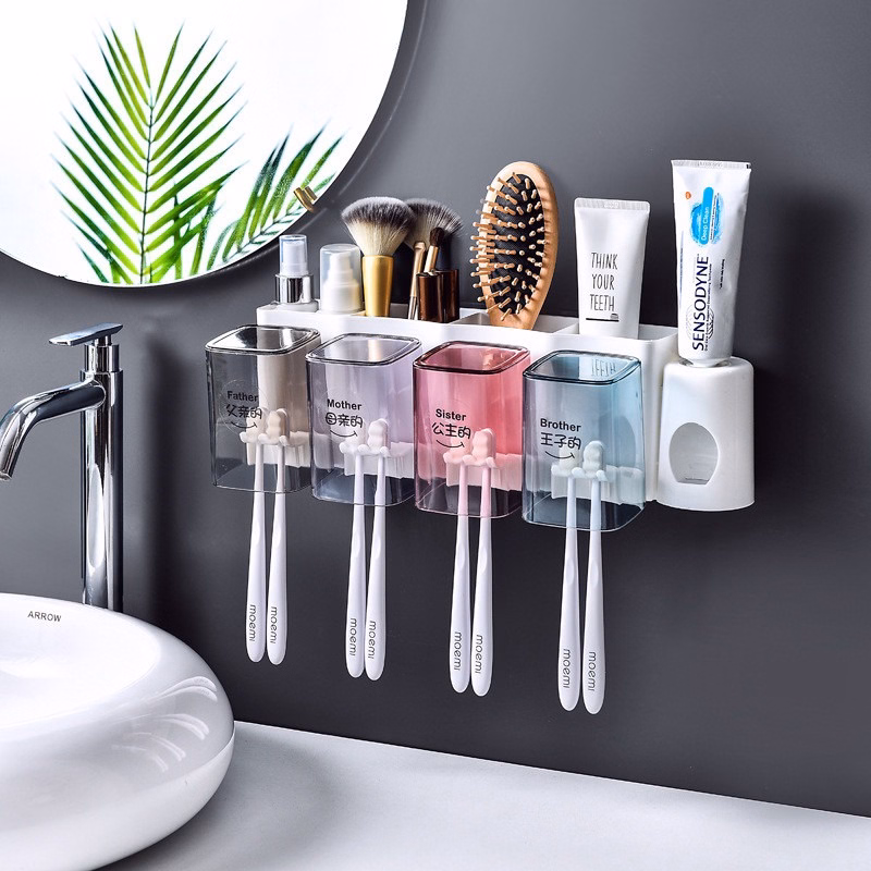 Kệ 4 Ngăn Đựng Kem Đánh Răng Kèm 4 Ly - Su - Ảnh 6