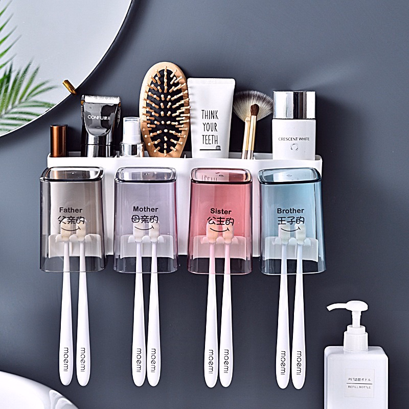 Kệ 4 Ngăn Đựng Kem Đánh Răng Kèm 4 Ly - Su - Ảnh 4