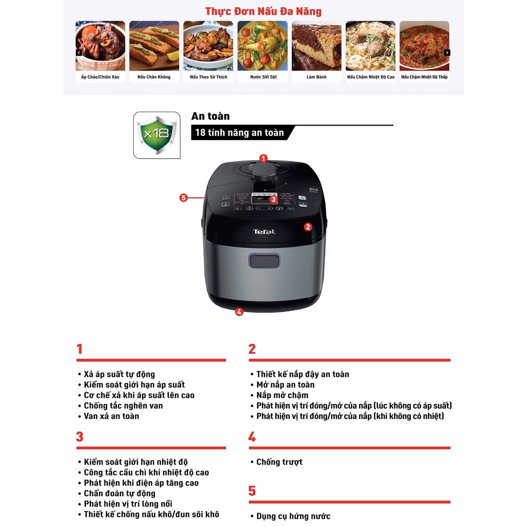 Nồi Áp Suất Điện Tefal Smart Pro Cy625868 5L 1000W - Tefal - Ảnh 3