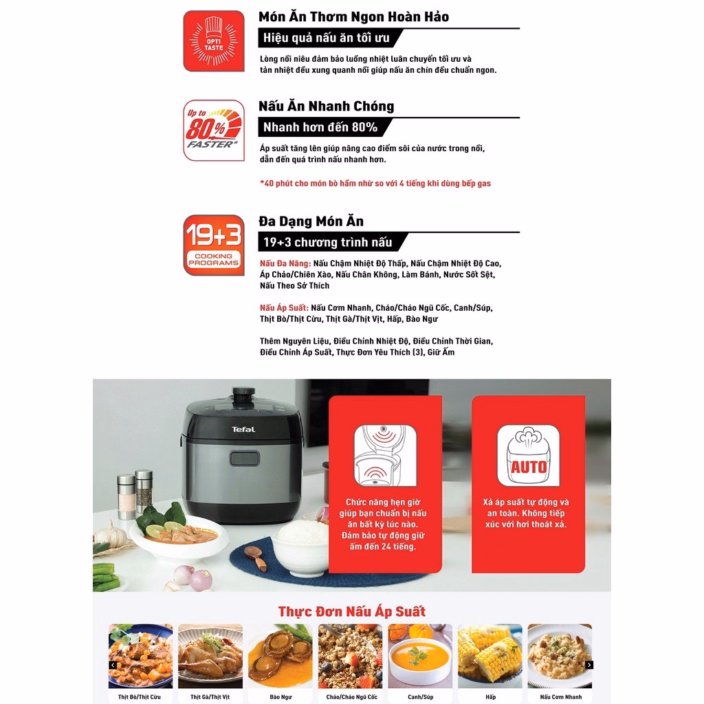 Nồi Áp Suất Điện Tefal Smart Pro Cy625868 5L 1000W - Tefal - Ảnh 4