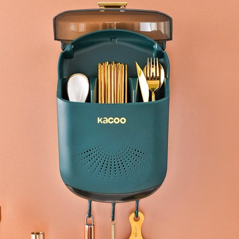 Hộp Đựng Đũa Muỗng, Hộp Đựng Đũa Thìa Dán Tường Cao Cấp Có Lắp Đậy Chống Bụi, Côn Trùng, Gián, Chuột - Cheap&Good - Ảnh 2