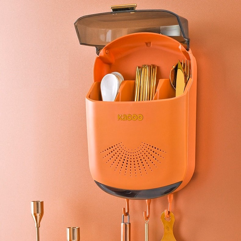 Hộp Đựng Đũa Muỗng, Hộp Đựng Đũa Thìa Dán Tường Cao Cấp Có Lắp Đậy Chống Bụi, Côn Trùng, Gián, Chuột - Cheap&Good - Ảnh 3