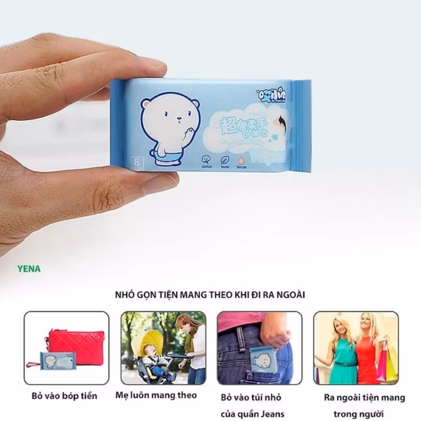 Bịch 8 Gói (64 Tờ) Khăn Ướt Mini Bỏ Túi Tiện Lợi Ctb348 - Bechip - Ảnh 8