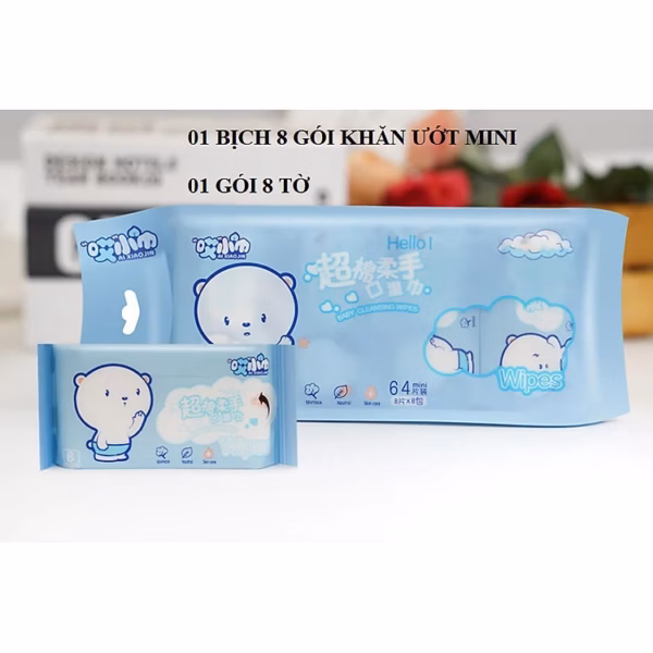 Bịch 8 Gói (64 Tờ) Khăn Ướt Mini Bỏ Túi Tiện Lợi Ctb348 - Bechip - Ảnh 6