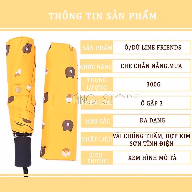 Dù Gấu, Dù Uv Ô Dù Gấp Gọn Hình Gấu Brown Phong Cách Hàn Quốc Ctb353 - Bechip - Ảnh 12