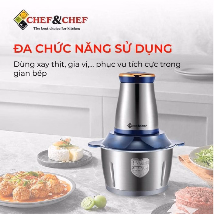 Máy Xay Thịt Đa Năng Cối Inox 304, 4 Lưỡi Dao Cao Cấp Ctb356 - Bechip - Ảnh 8