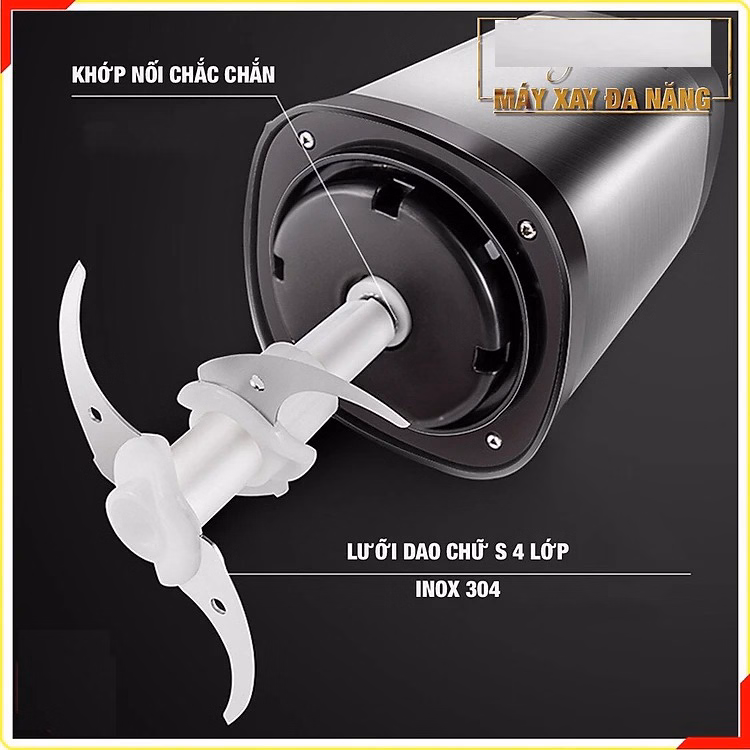 Máy Xay Thịt Đa Năng Cối Inox 304, 4 Lưỡi Dao Cao Cấp Ctb356 - Bechip - Ảnh 16