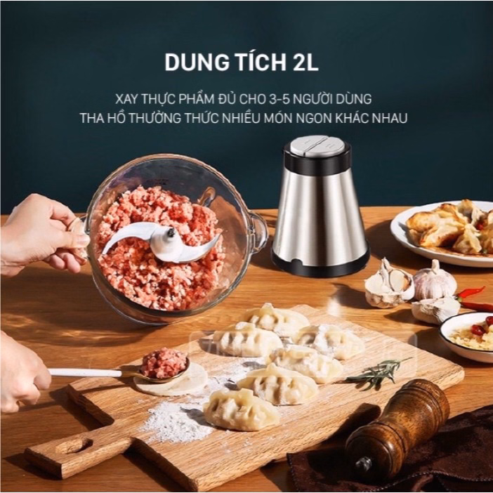 Máy Xay Thịt Đa Năng Cối Inox 304, 4 Lưỡi Dao Cao Cấp Ctb356 - Bechip - Ảnh 5