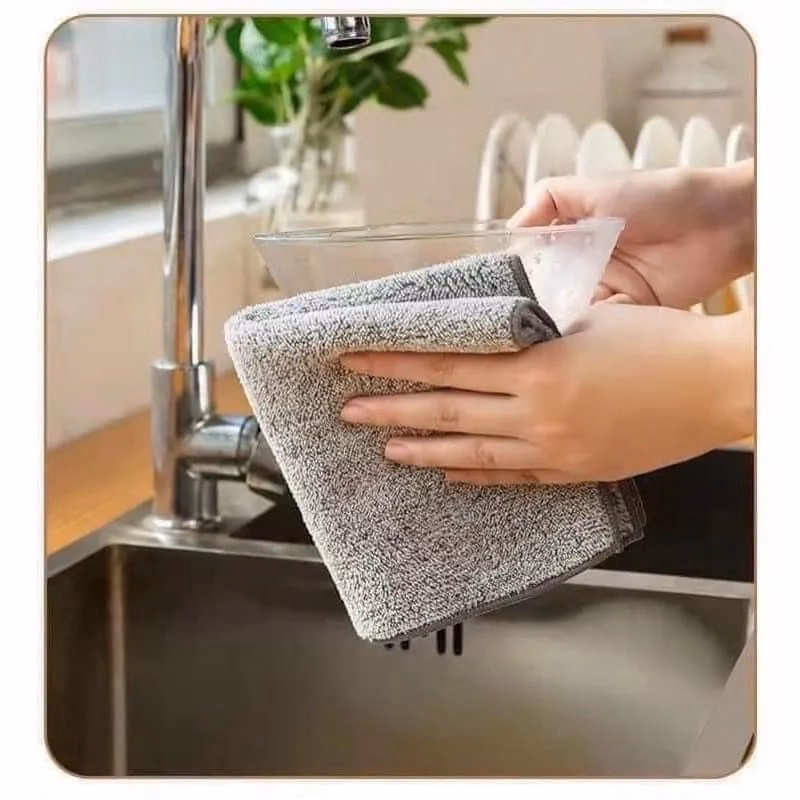 Set 10 Khăn Lau Đa Năng 2 Mặt Màu Ghi - Silver - Ảnh 4