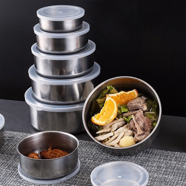Bộ 5 Thố Inox Có Nắp - Silver - Ảnh 2