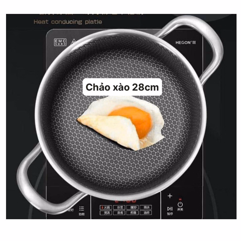 Chảo Tổ Ong 2 Quai Mẫu Mới Size 28Cm, Dùng Mọi Loại Bếp ( Không Nắp/Có Nắp) Ctb359 - Bechip - Ảnh 3