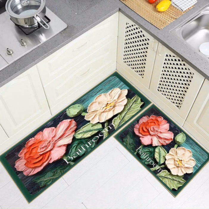 Set 2 Thảm Bếp ( 1 Dài, 1 Ngắn) , Thảm Lau Chân, Trải Sàn 3D Siêu Thấm Hút Nước Ctb355 - Bechip - Ảnh 4